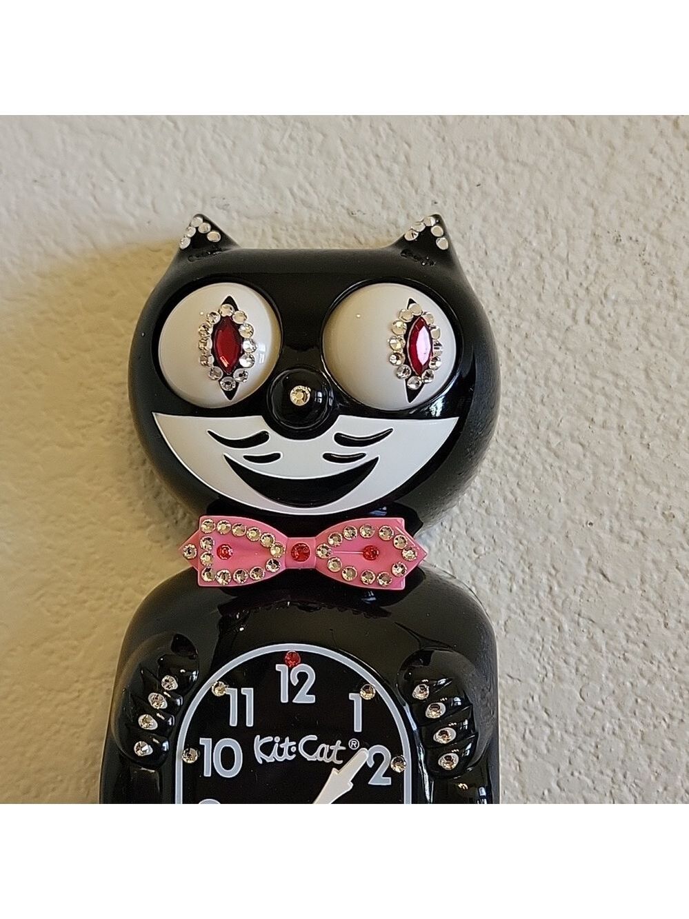 Jeweled Kit-Cat Klock clock SUPER RARE with pink bow tie & tail